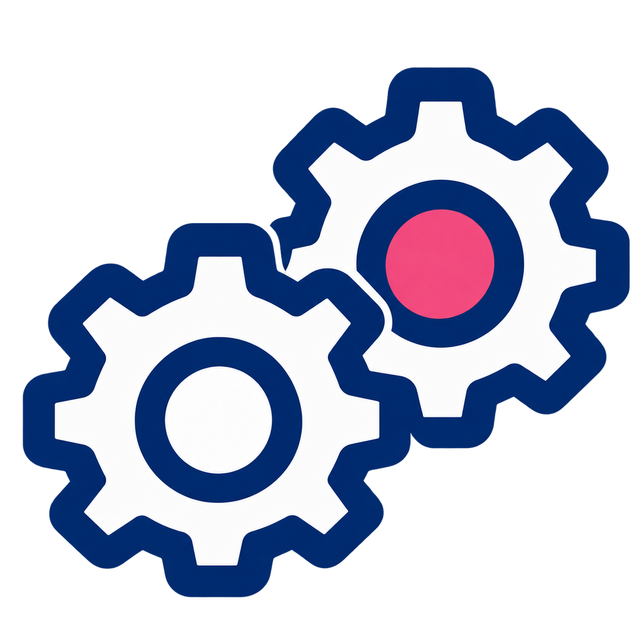 Interlocking Navy Gears With Pink Accent